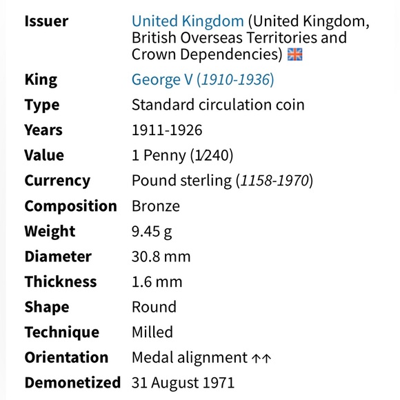 🎈$10 add on - 1913 ONE PENNY - George V - Picture 3 of 6